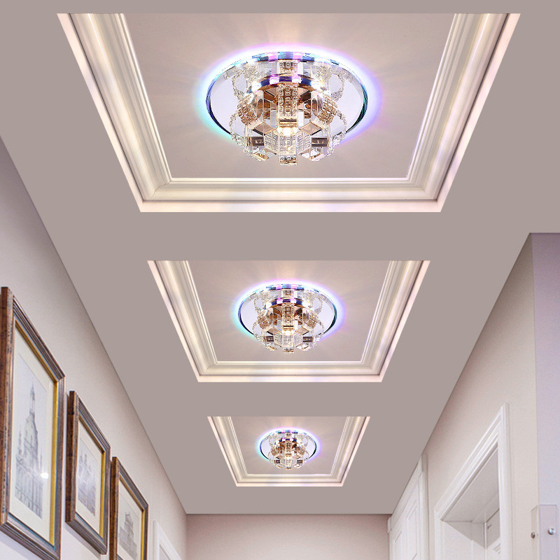 Modern Crystal Aisle Spot Light Creative Entry Glass Balcony Porch Hall Corridor Ceiling Downlight
