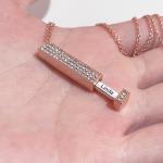 Chic Womens Engraved SS304L Minimalist Bar Necklace