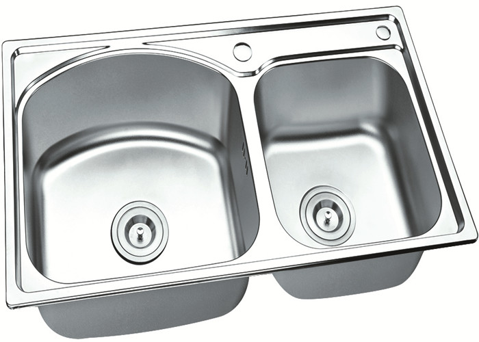 Brushed Stainless Steel Sink Bowl / Double Undermount Sink 750 X 400 MM X 150 MM Deep