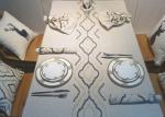 Country Style Geometric Decorative Table Cloths Embroidered Linen Cotton
