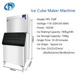 Business Commercial Restaurant 350kg Automatic Stainless Steel Block Ice Cube