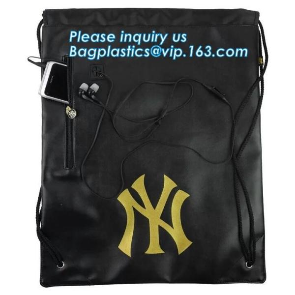 Custom Printed PU Leather Waterproof Drawstring Bag, Cheap Black PU Leather Drawstring Pouch Bag Jewelry Pouch PU drawst