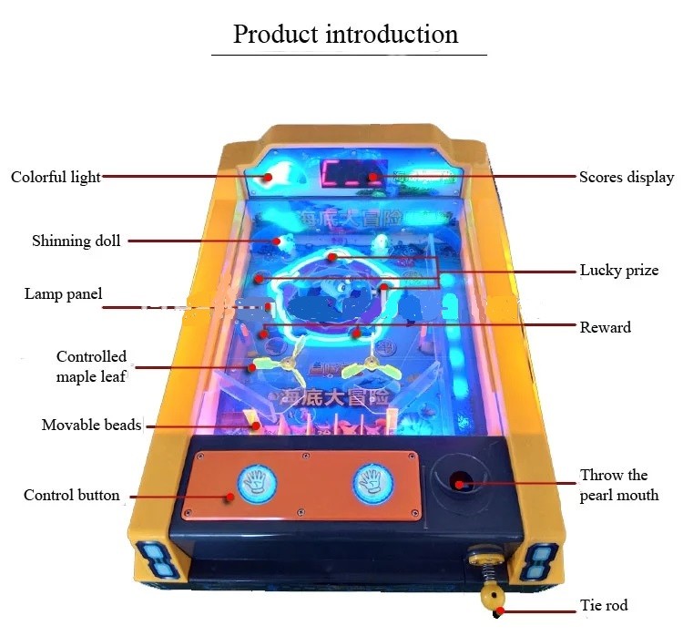 Coin Operated Arcade Pinball Machine , Marbles Shooting Home Pinball Machine For Kids