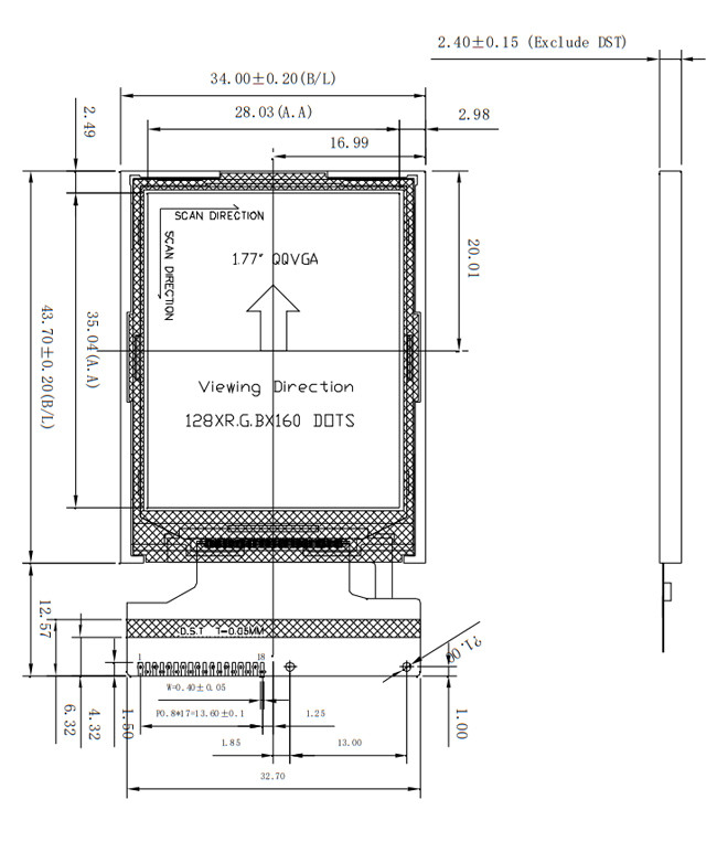 China Factory Supplies 1.8 Inch 128x160 TFT LCD Display Screen QQVGA SPI Interface