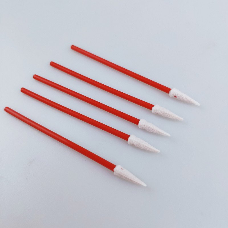 100pcs Industrial Use Red PP Stick Mini Pointed Foam Swab For Headset Cleaning