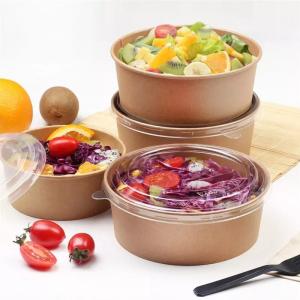 Wholesale Custom Restaurant 750ml Disposable Kraft Brown Paper Food Packaging Salad Bowl With Lid from china suppliers