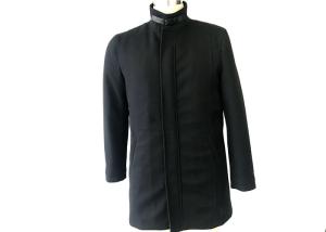 Wholesale Black Plastic Zip Through Mens Medium Trench Coat / Cavalry Twill Coat TW85490 from china suppliers