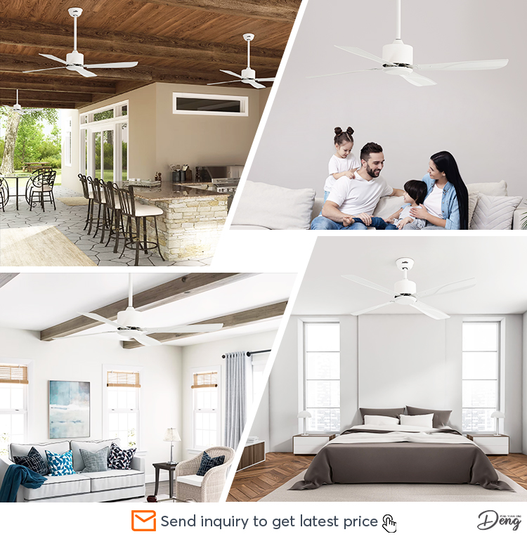 110-240V/50Hz-60Hz White Iron Ceiling Fan with Smart Remote and 4 Blades 1stshine