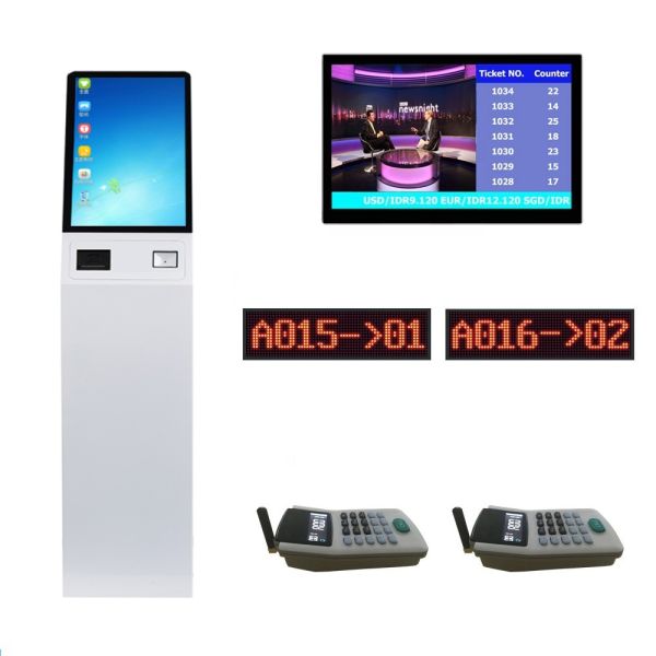 21.5 Inch Indoor capacitive totem Queue Ticket Kiosk with thermal printer For Queuing Management System