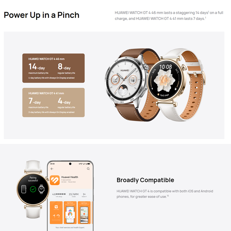 New Original HUA-WEI WATCH GT 4 Men Women Smartwatch Sleep Heart Rate Health Monitoring Sports Bracelet for Android IOS
