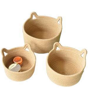 Wholesale 99.99% Cotton Thread Basket Woven Rattan Cat Ear Round from china suppliers