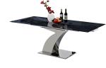 2.4 Meter Stainless Dining Table Blue Tinted Painted Tempered Glass