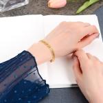 vintage luxury brand hand chains 14k gold 3d leaf shape bracelet Stainless steel