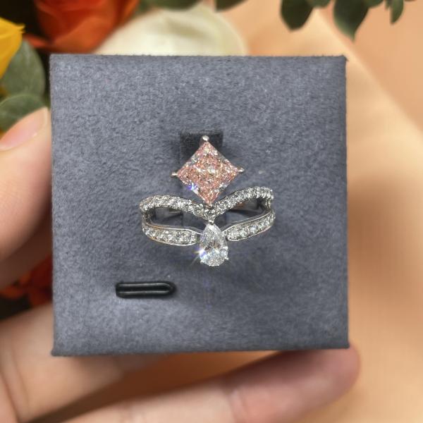 Certified Lab Diamond Jewelry Pink Princess Diamond Custom-Made Fancy Diamond
