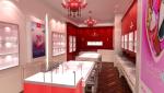 Pink / Red Locking Jewelry Display Case For Jewellery Shop Interior Design