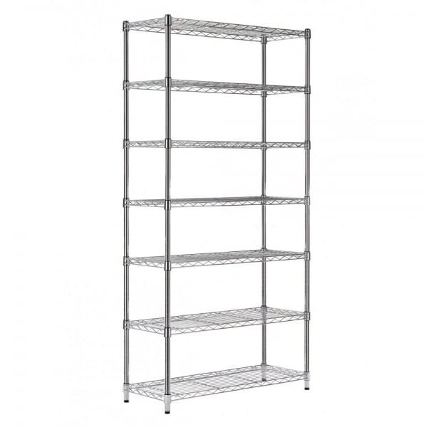 Free Standing 7 Tiers Chrome Adjustable Wire Shelving Units 18 Inch Deep Wire