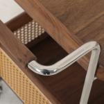 Oak Veneer Trolley Table Natural Wood Top Solid Wood Legs Side Table