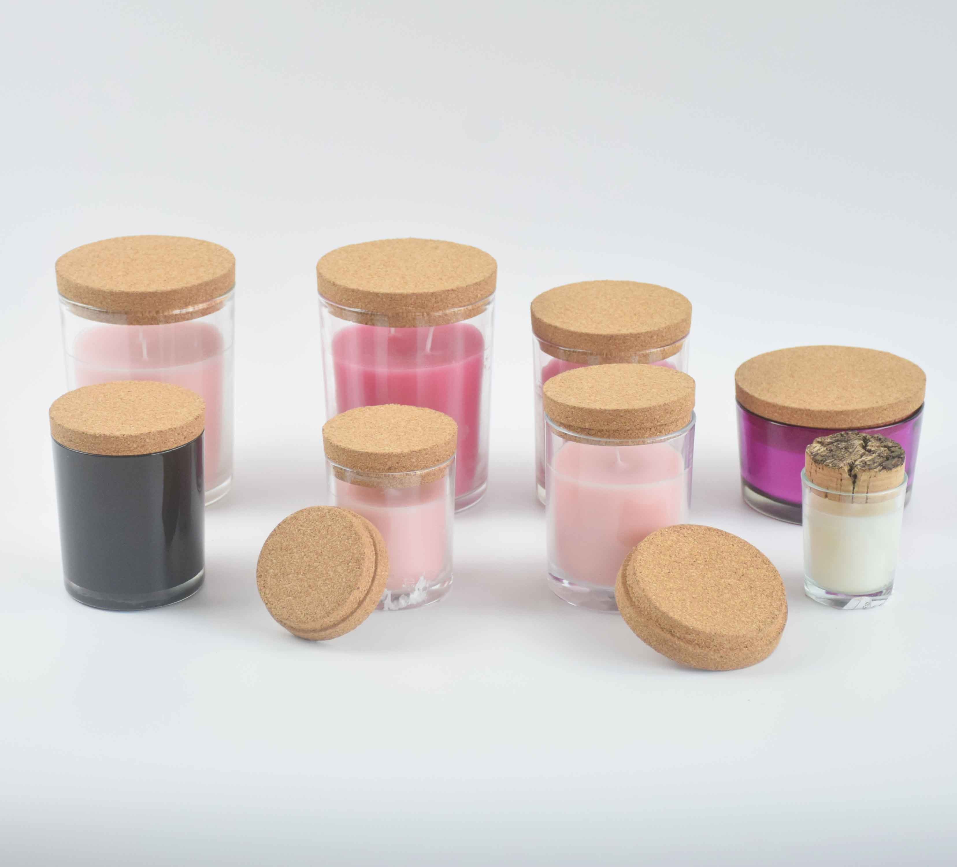 Eco Glass Candle Cup With Natural Cork Bark Top Stopper Cork Lids