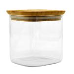 Large Borosilicate Glass Food Storage Jar Stackable Bamboo Lid Glass Storage