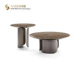 Living Room Luxury Movable Coffee Table Marble Top Round Tables 50cm
