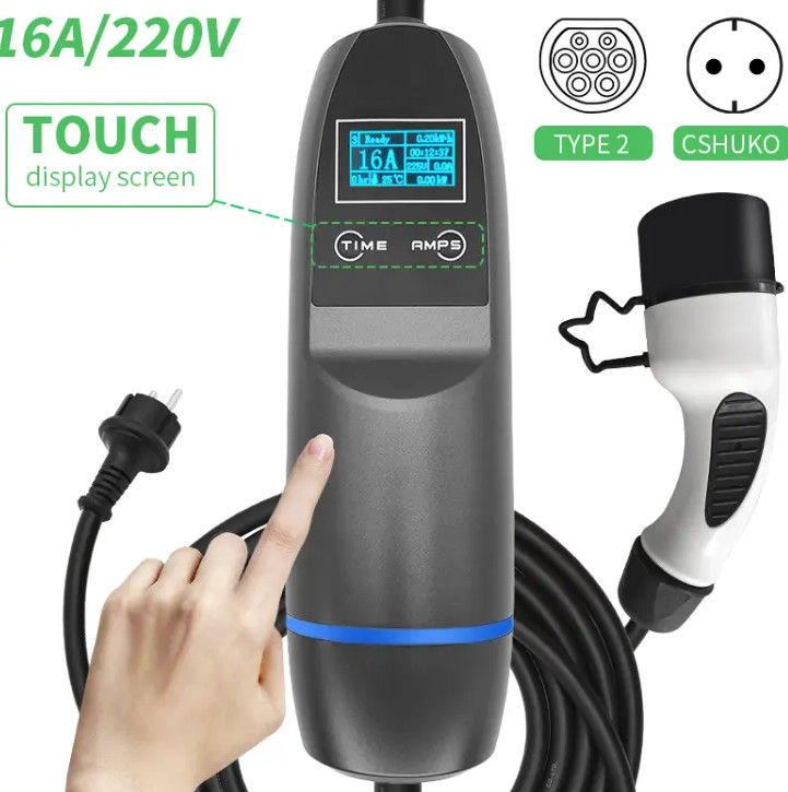 Portable Evse 22kw 11kw Ev Charger Iec62196 Type 2 Electric Vehicle Home Car