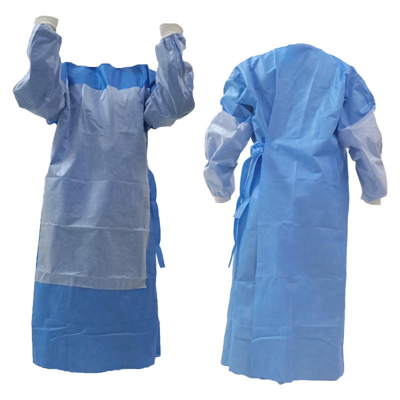 Blue Ultrasonic Seam Non Woven SMS Isolation Gowns Medical Reinforced Surgical Gown