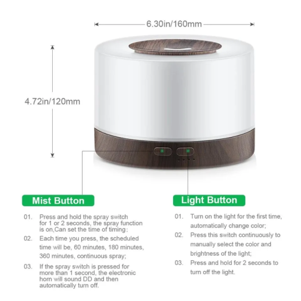 500ml Large Capacity Wood Grain Aromatherapy Essential Oil Diffuser Aroma Humidifier Scent Dispenser With Remote Control