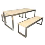 Public Pine Wood 2130*600*750mm Outdoor Table Bench Set