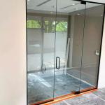 Aluminum Alloy Frameless Swing Glass Door , Tempered Commercial Double Glass