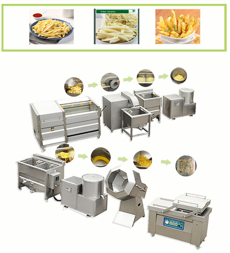 Food Grade 304 Stainless Steel French Fry Machine for Custom Made Fries 100kg Per Hour