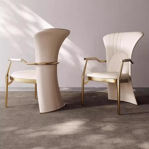 Wholesale Light Luxury Premium Leather Chair Stainless Steel Modern Minimalist Dining Chair from china suppliers