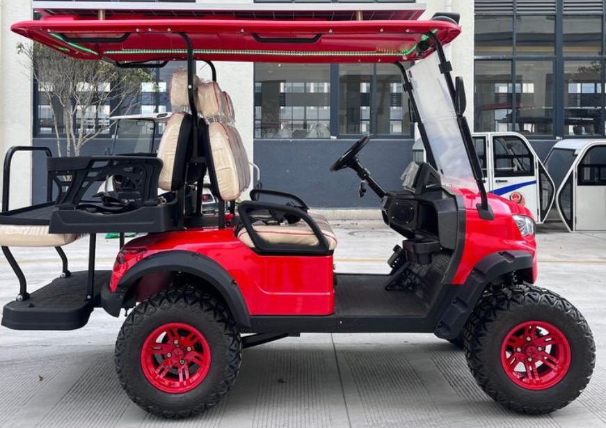 Red Modern 4 Seater Golf Cart for Family Outings and Group Tours Ground clearance 235mm