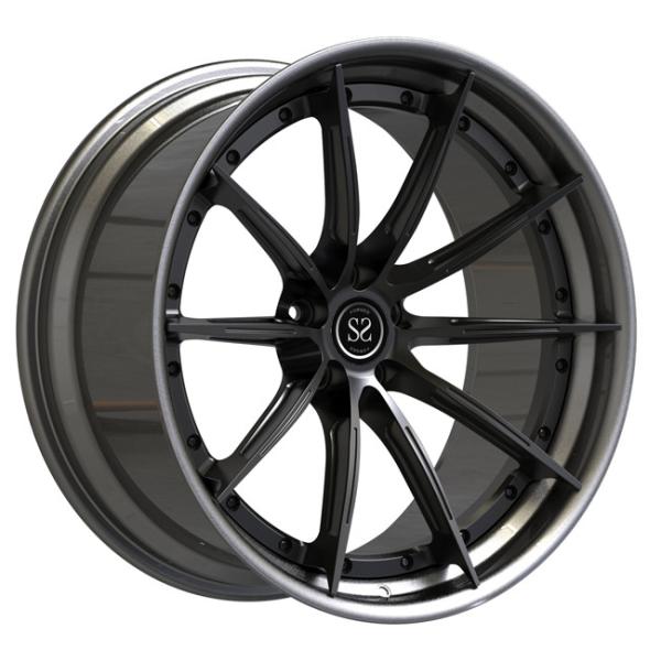 Polished 2 Piece Forged Wheels 19 Inch Staggered Grey Spokes For Volkswagen
