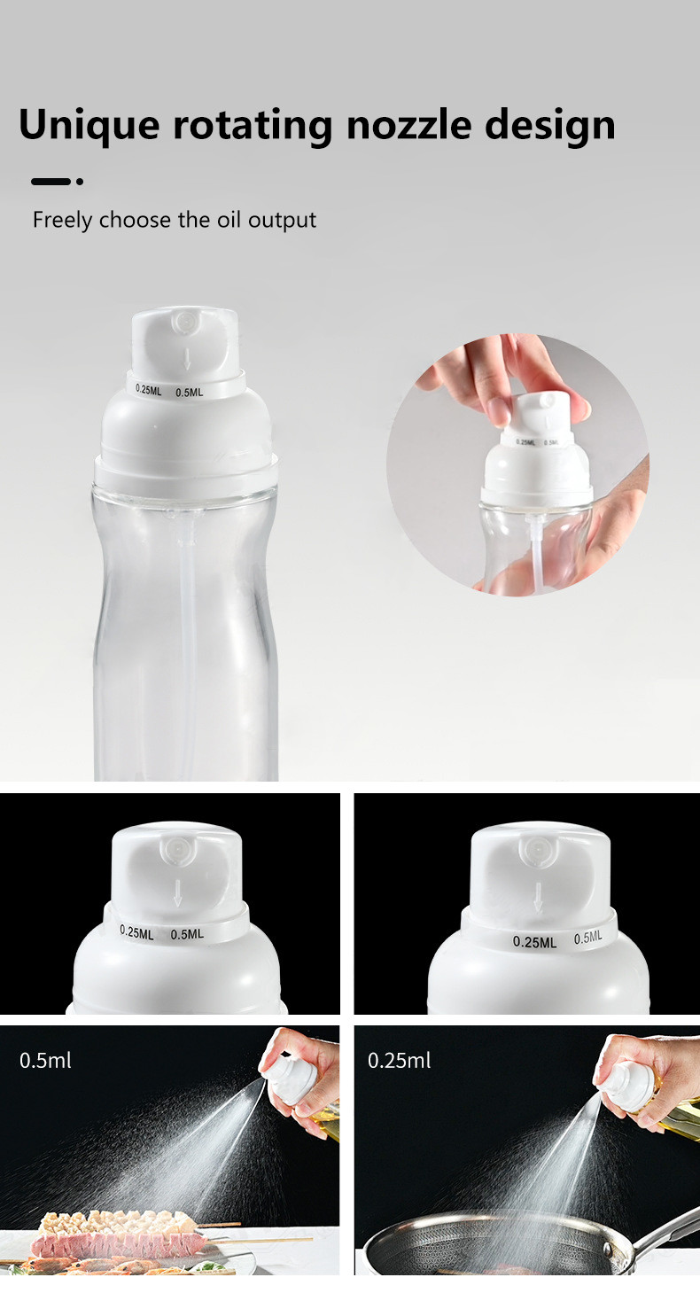 Food Grade PET Oil Spray Bottle Dispenser For BBQ Salad Baking 250ml