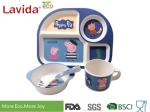 Food Safe Bamboo Kids Dishes Fiber Childrens Tableware Set Mug Spoon / Fork For