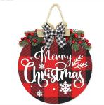 30cm Rustic Wooden Merry Christmas Wreath Merry Christmas Buffalo Plaid