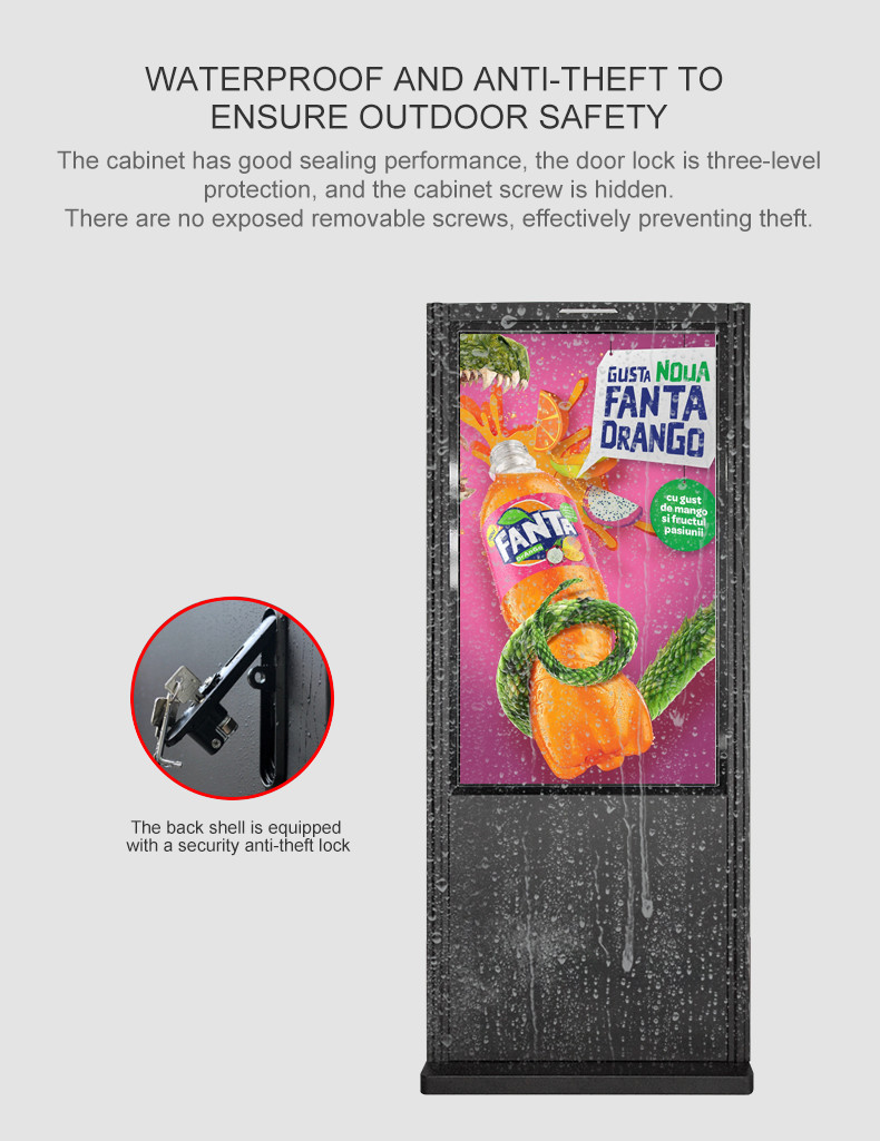 Horizontal Lightning Protection LCD Waterproof Outdoor Digital Signage