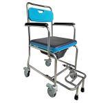 Blue Medical Safety Shower Toilet Chair With Wheels Easy Cleaning