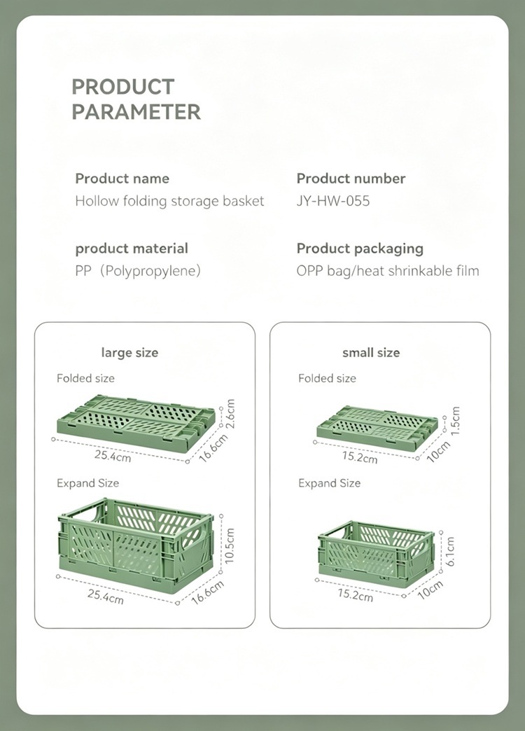 Foldable Stackable Plastic Storage Basket Collapsible Storage Crate Organizer