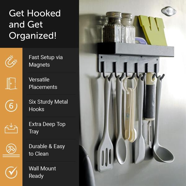 Magnetic Wall Organizer Entryway Key Holder Hooks Tray For Storage