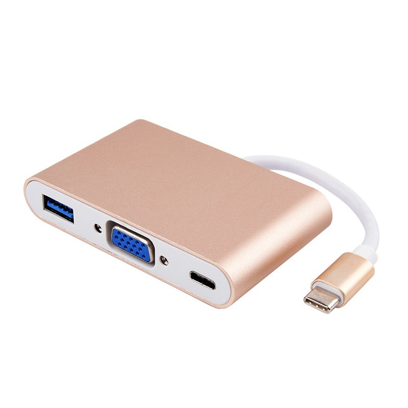 Kico USB C Adapter Hub Type C USB 3.1 to VGA USB 3.0 Cable Multiport Digital AV Adapter with Type C PD Data and Charging Adapter