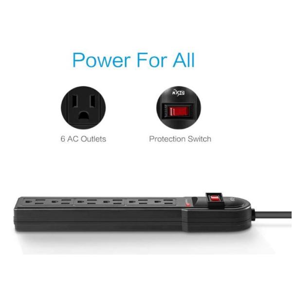 Environmental Protection Desk Mount Power Strip 6 - Hole American Fireproof Plug