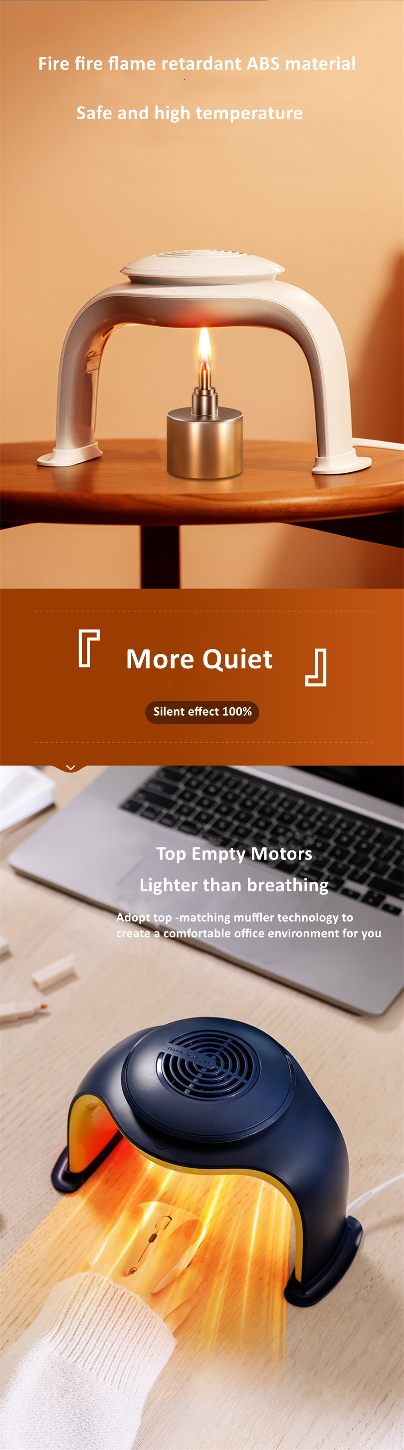 Home Heater Fan Winter Mini Warm Air Desktop Table Platform Portable Office Electric Heaters PTC Fast He