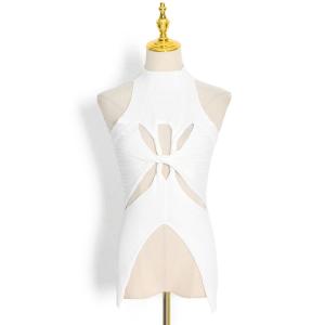Wholesale Sexy Irregular Solid Color Sleeveless Hollow Out Kink Knit Vest from china suppliers