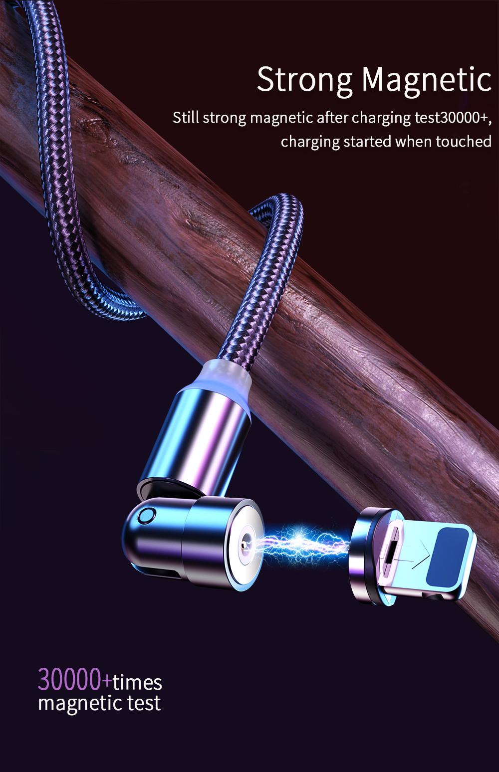 540 Degree Circular USB Magnetic Charging Cable Wire Rotating 3ft Length