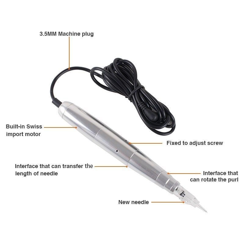 Electric Rotary PMU Permanent Makeup Machine Kit For Eyebrow Lip Silver Color