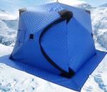 180X180X145CM Cotton Ice Fishing Pop Up Winter Shelter Blue Waterproof Coated