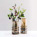 Table wedding centerpieces decorative glass flower vase with metal holder base