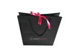 Fancy Glitter Retail Shopping Bags Ribbon Closure Glossy Lamination Sturdy