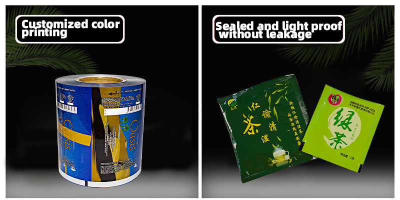 GRS BRC Color Printed Food Grade Aluminum Foil Composite Roll Film For Tea Snack Packaging